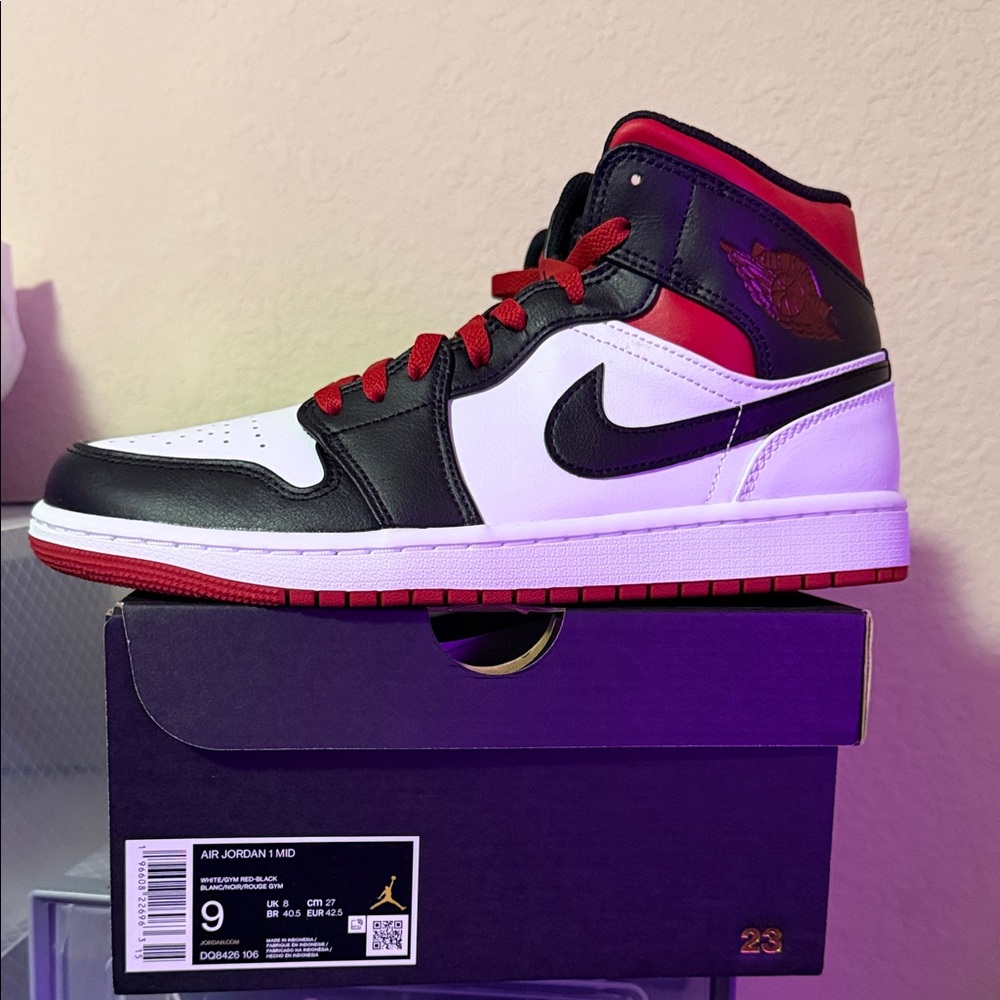 Jordan Mid-Top Sneakers - Black White Red (Reasonable Offers Accepted)